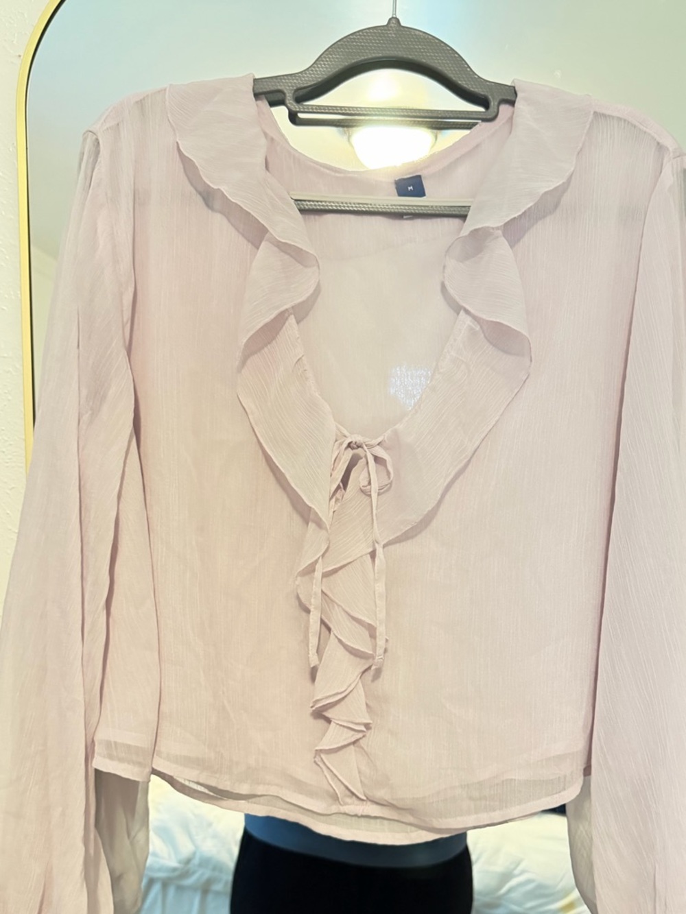 Lavender Boho Ruffle Tie-Front Blouse - Women